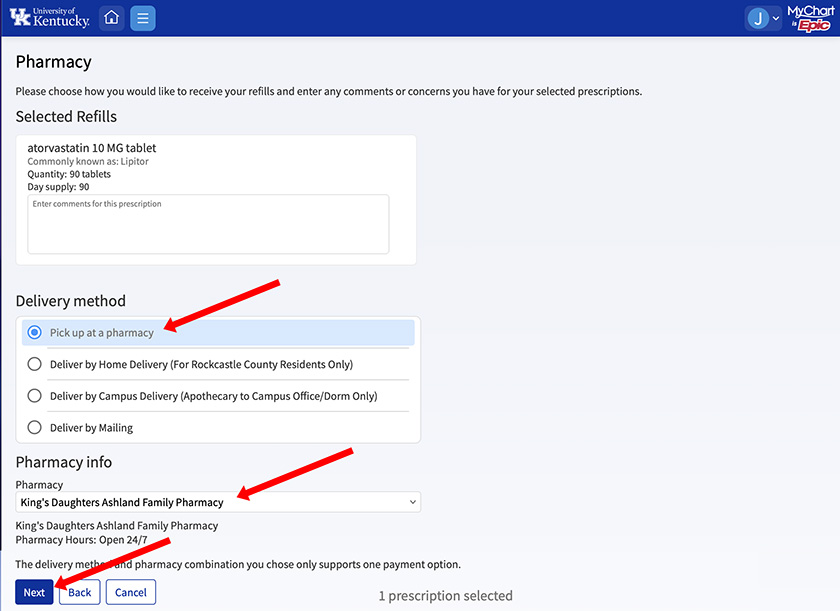 MyChart screenshot