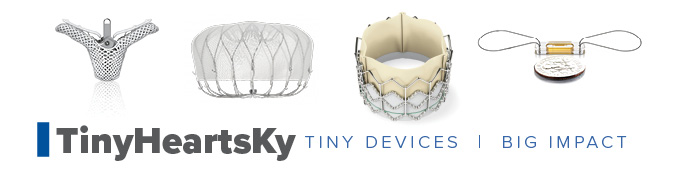 Four heart devices on a white background