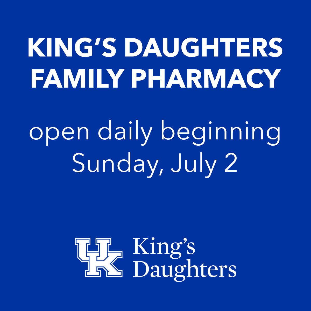 News — King's Daughters Family Pharmacy to be open daily beginning July 2