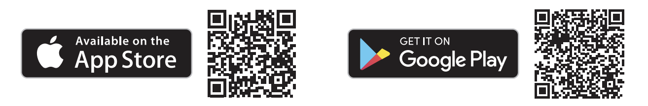 QR codes for the App Store and Google Play to download the Healthy Roster app. 