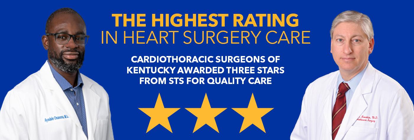 Two heart surgeons on a background with three stars