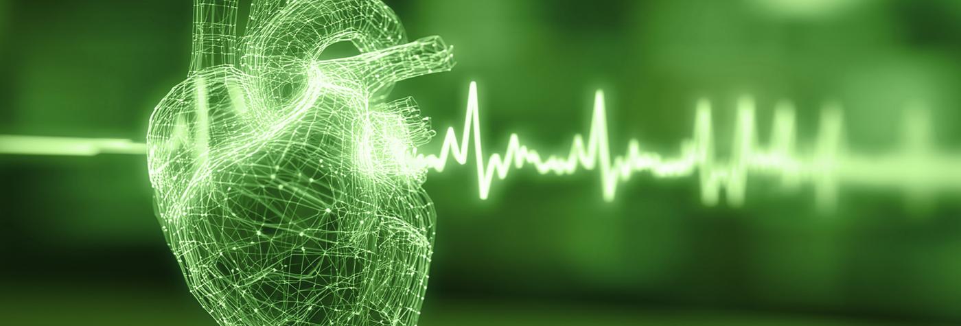 A stylized graphic showing a diagram of a heart with an EKG line running through it.